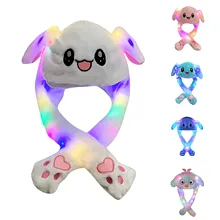 Fashion Rabbit Hat Ear Moving Jumping Hat With Lamp Preppy Style Funny Toys Cap Good Gift For Women Girls Hat Rabbit Hot Sale