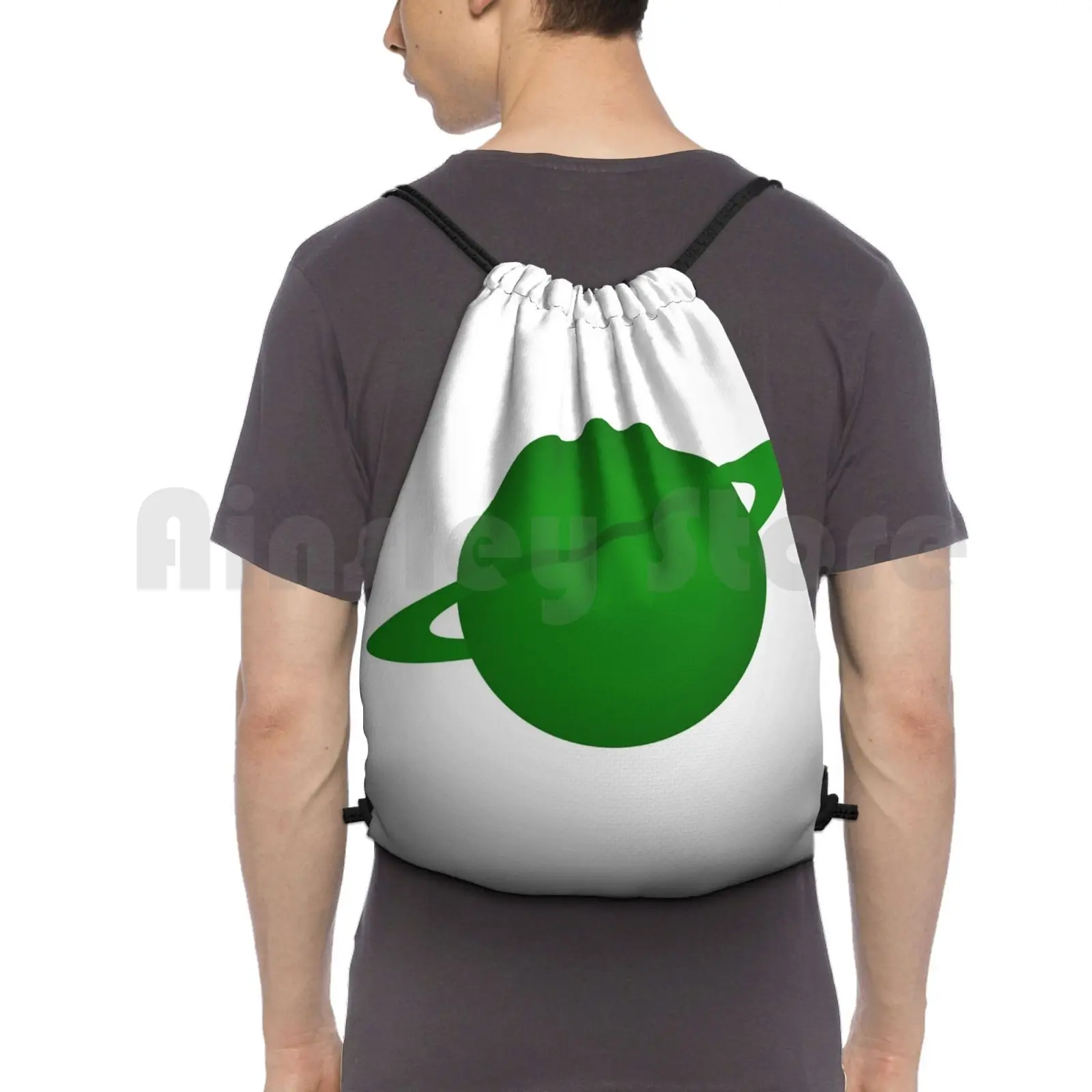 

Ringed Green Planet Backpack Drawstring Bags Gym Bag Waterproof Cosmic Planet Science Fiction Sci Fi Syfy Superhero