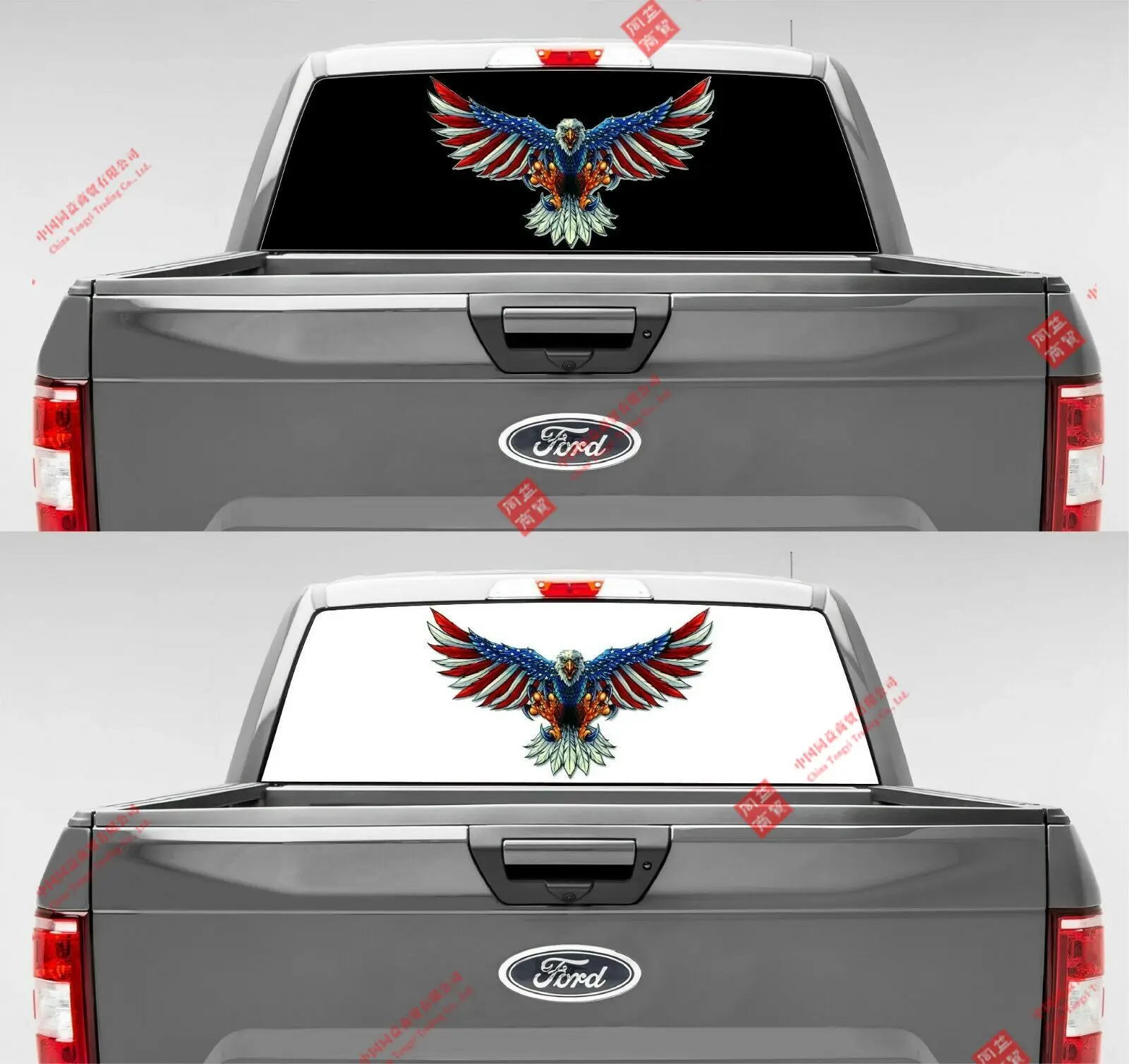 

Креативная перфорированная наклейка с изображением лысого орла, наклейка для грузовика, окна автомобиля, гоночная наклейка