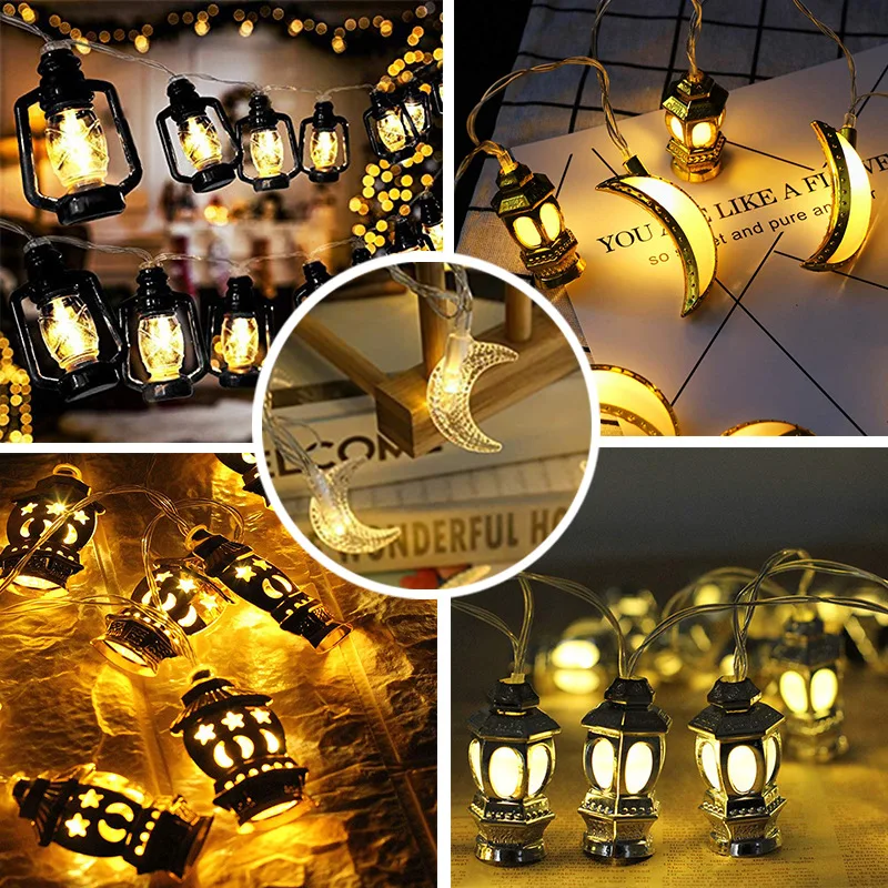 Ramadan String Lights 10 LED Eid Mubarak Muslim Islam Lamp Party Moon Decor 