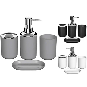 

4 Pcs Plastic Bathroom Accessory Set,Bath Toilet Brush Accessories Set with Toothbrush Holder,Toothbrush Cup