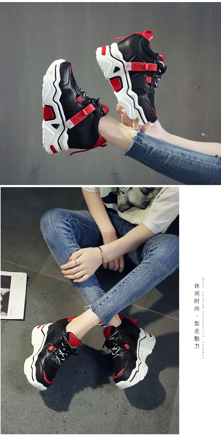 Womens Sneakers Trainers Platform Wedges Chunky Sneakers Black Sneakers Women Casual Shoes Woman Baskets chaussures femme