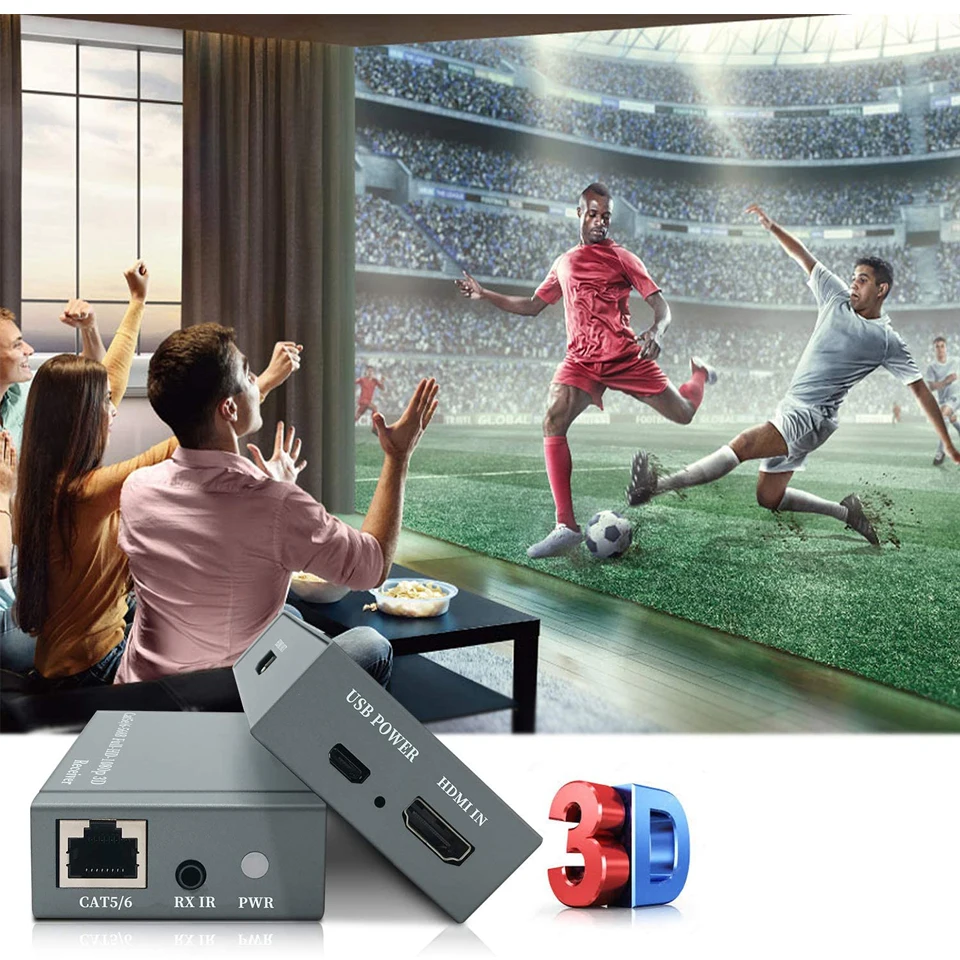 Extensor de Hdmi Acima de Cat 2022 com ir 60m sem Perda Rj45 para Hdmi Loop Receptor Transmissor - 6 & Out 1080p - Image 5