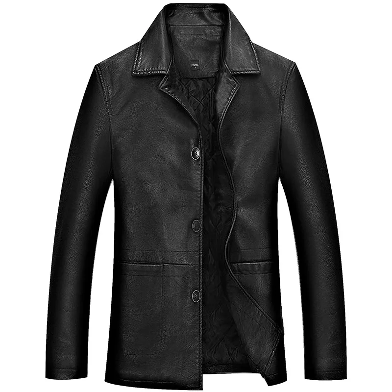 

2018 Autumn New Style Middle-aged MEN'S Leather Coat Coat PU Leather Jacket Fold-down Collar Casual Spring And Autumn Dad Men'S