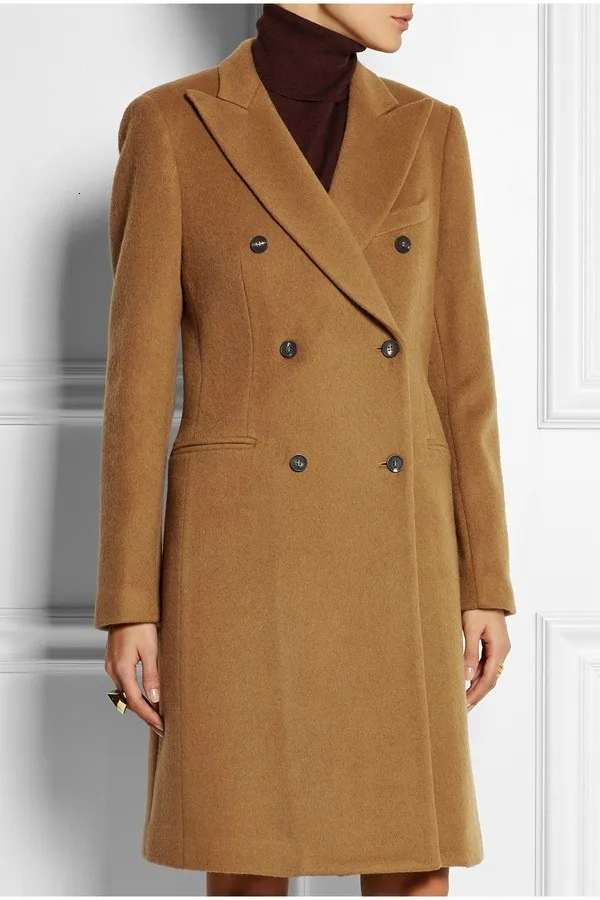 Manteau femme, новинка, мода, с зазубренными лацканами, простое деловое длинное пальто, женское коричневое пальто, зимнее теплое, Casacos femininos