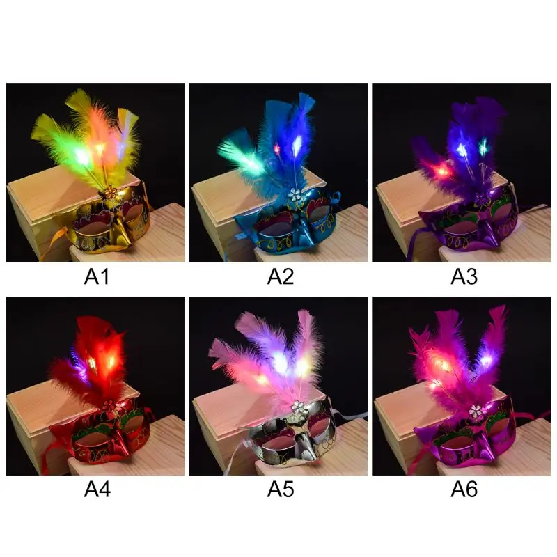 Светодиодный маскарадный костюм на Хэллоуин для женщин и девочек, Маскарадная маска на пол-лица, вечерние танцевальные маски, реквизит для фестиваля, маскарадный костюм