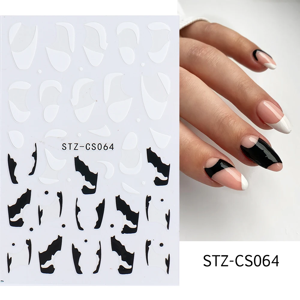 3d Abstract Nail Stickers Swirl Nail Art Design Black White French Tips  Wave Striping Tape Sliders Gel Polish Decals Glstz-cs063 Stickers Decals  AliExpress | Nail Sticker Non-fading 3d Effects Ultra Thin Swirl
