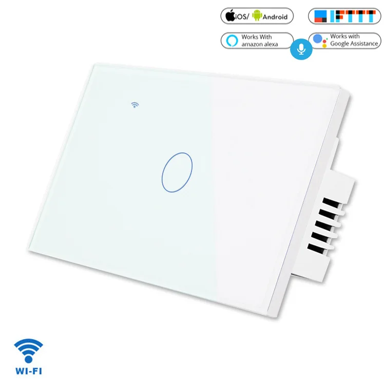США/AU Стандартный Tuya/приложение Smart Life дистанционного Управление светильник выключатель, 1/2/3/4, 1 канал, умный дом Wi-Fi настенный сенсорный переключатель - Цвет: 1gang white