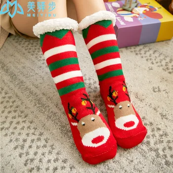 

1 Pair Christmas Sock Thicken Winter Socks Multicolor Women Sleep Sock Warm Non-Slip Stocking Girl Cute