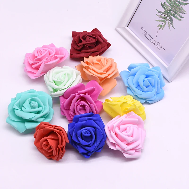 30Pcs/lot 8cm Big PE Foam Roses Artificial Flower Heads For Wedding Event Decoration DIY Wreaths Home Garden Decorative Supplies