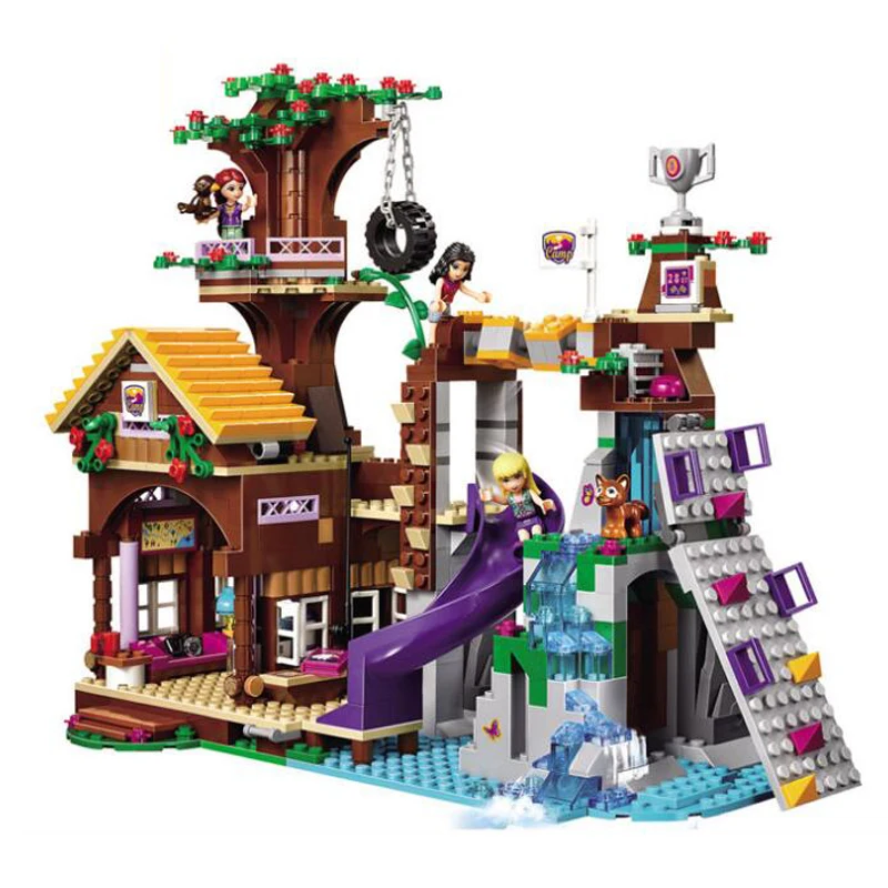 

797Pcs Girl Series Toys Adventure Camp Tree House Compatible Lepining Friends Building Blocks Toys for Children Girls Boys Gift