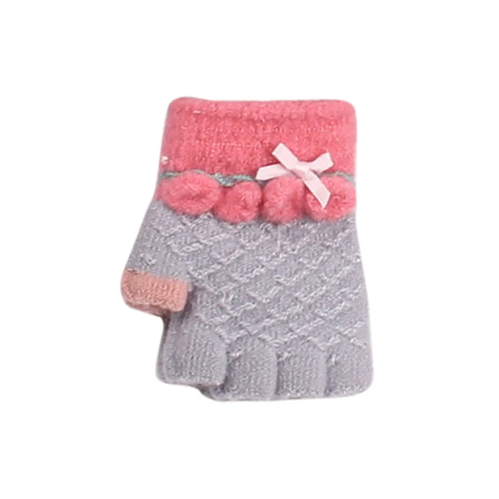 Мультяшные перчатки для детей возрастом от 3 до 6 лет, зимние детские рукавицы с Откидывающейся Крышкой и полупальцами, детские осенние ветрозащитные теплые милые перчатки для мальчиков и девочек