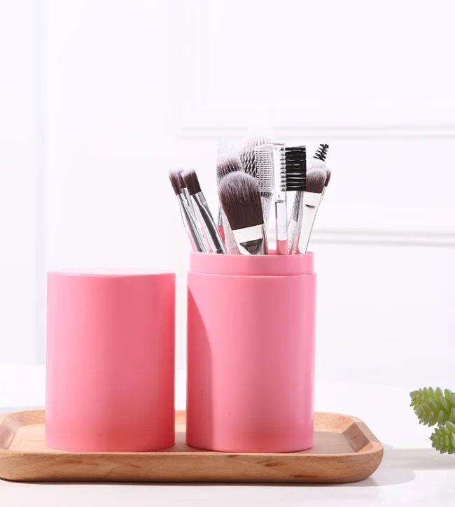 12PCS PinkY Набор кистей для макияжа с Чехол Лицо Глаза кистей для макияжа чехол для путешествий Набор 12 шт. модные Красота здоровья HIAISB - Handle Color: 12PCS PinkY