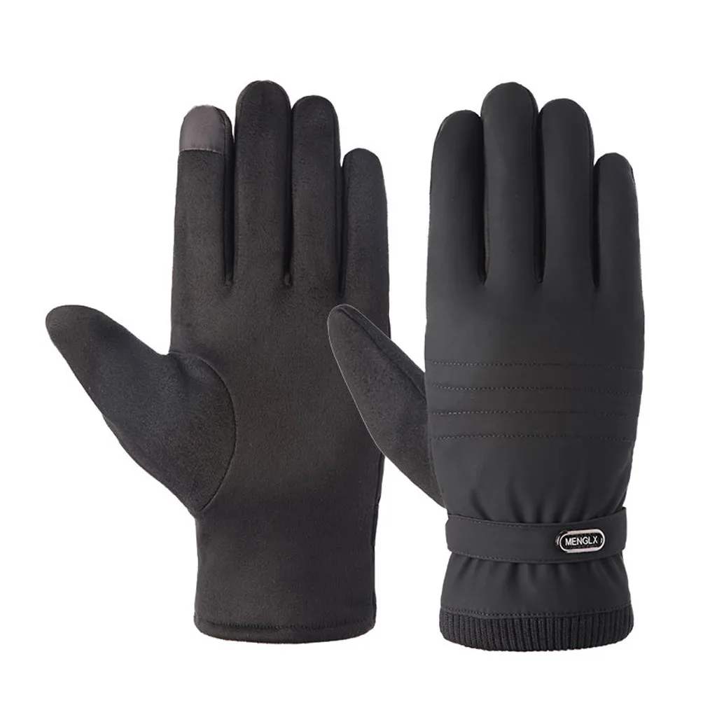 Зимние теплые мужские кожаные перчатки черные перчатки с сенсорным экраном унисекс модные брендовые зимние теплые варежки полный палец