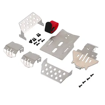 

6Pcs Stainless Steel Front/Rear Bumper Lower Axle/Gearbox Mount Protection Skid Plate Chassis Armor for Traxxas TRX-4 RC Car
