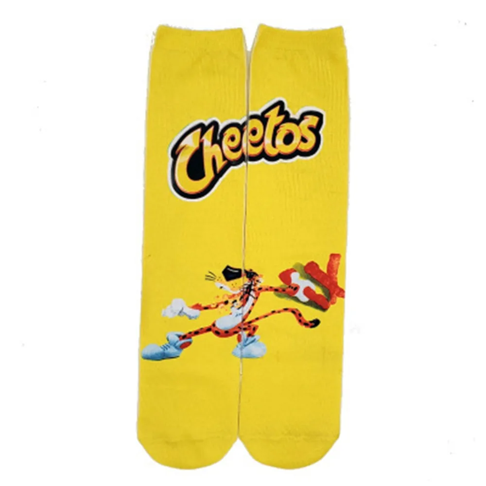 Women's Creative Happy Foods Potato Chips Printing Snack Candy Knee Socks Funny Harajuku Casual Cotton Fashion Long Socks