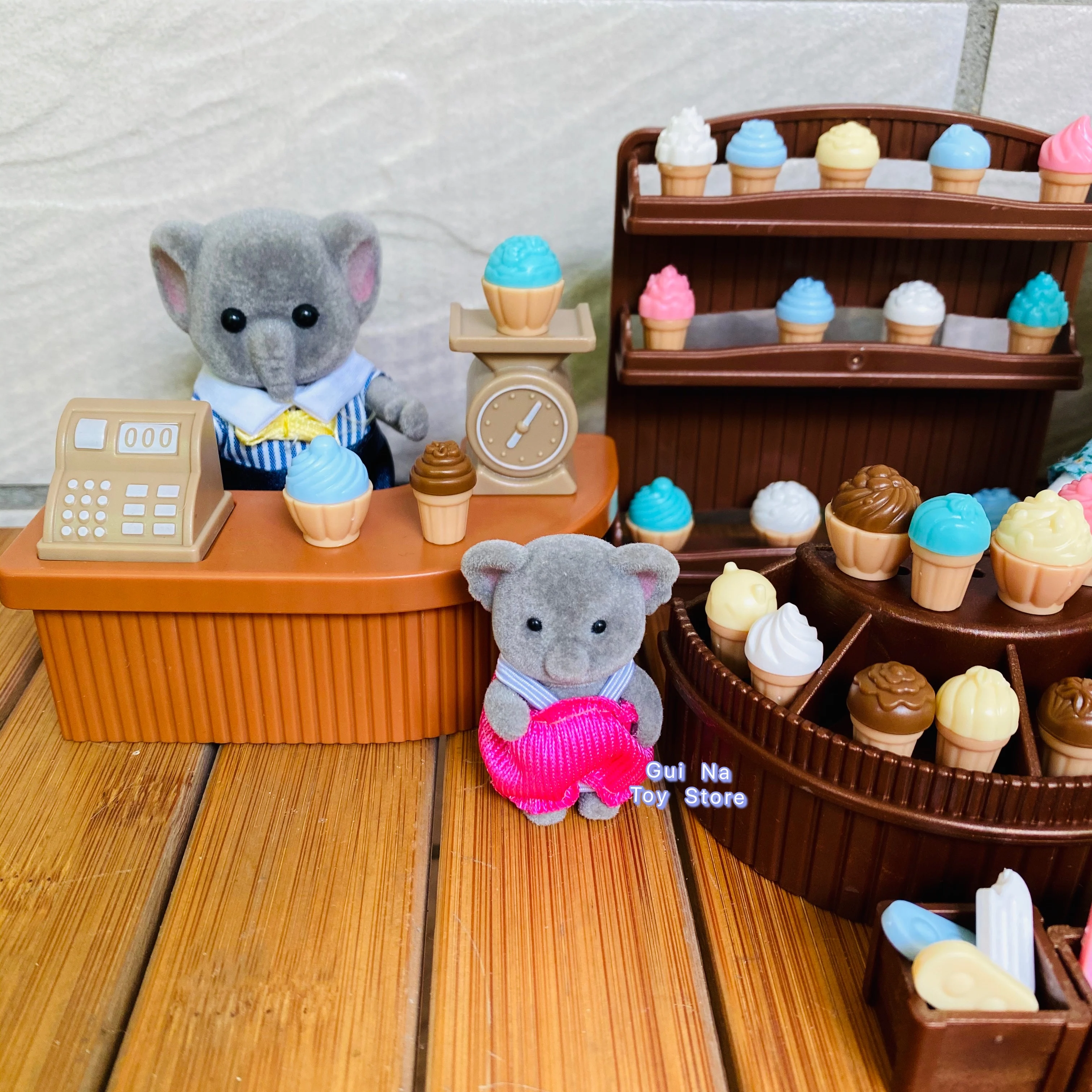 1/12 Forest Rabbit Animal Family Icecreamshop Set Toy Miniature Dollhouse Furniture Accessories Birthday Gift Toys For Girls 2