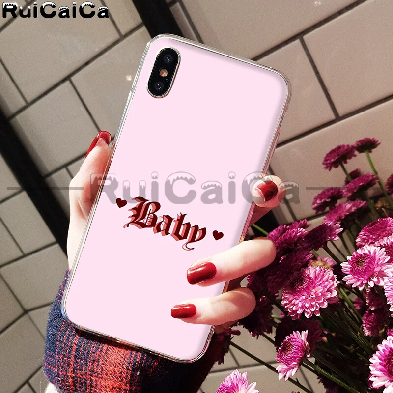 RuiCaiCa Babe babygirl honey line Text art Smart Cover мягкий чехол для телефона Apple iPhone 8 7 6S Plus X XS MAX 5 5S SE XR