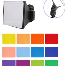 Fodling – Mini boîte à lumière pliable, diffuseur de Flash, boîte souple + 12 pièces, équilibre de couleur, filtre à Gel pour Canon/Nikon/Sony EOS Speedlight