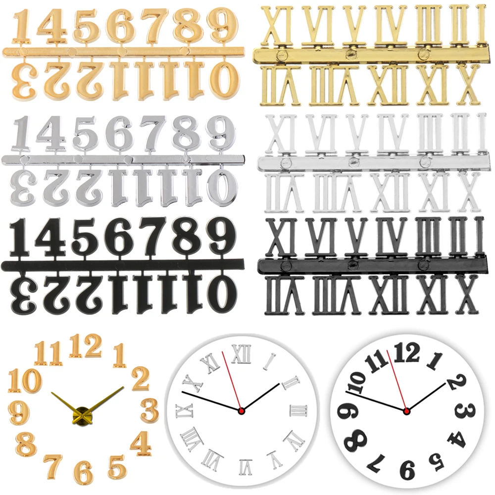 1 Set Handmade Material Digital Repair Tool Roman Numerals Clock Numerals Arabic Number Quartz Clock Parts Clock Parts