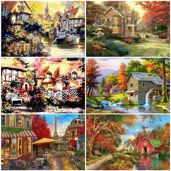 

HUACAN DIY Pictures By Number Scenery Kits Drawing On Canvas Painting By Numbers House Hand Painted Paintings Art Home Decor