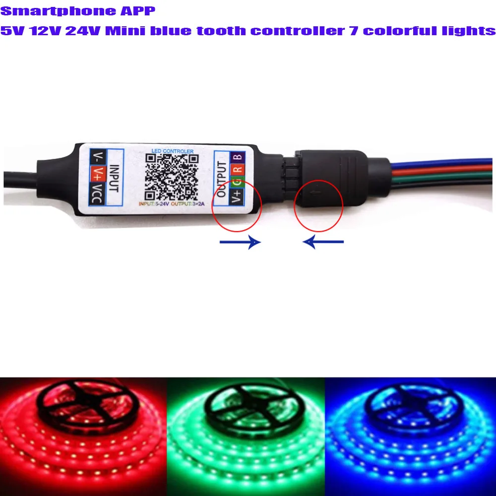 Mini Controller RGB compatibile con Bluetooth DC 5V 12V