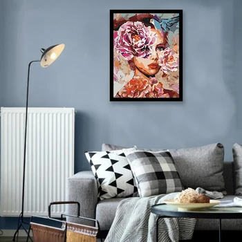 

Paint By Numbers DIY Acrylic Painting Kit for Kids & Adults Beginner - 16inch x 20inch Bird and Woman (Without Frame)