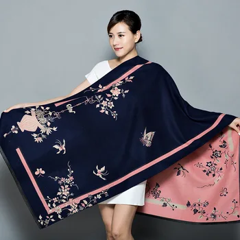 

Autumn New Winter Warm Scarf For Women/Lady Soft Cashmere Pashmina Shawls Print Flower Two Side Cashmere Female Wraps Capes