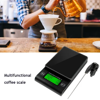 

Multifunctional Hand Electronic LCD Display Coffee Scale with Timer Temperature Probe Digital Drip Kitchen Scale 1000-2000g /1G
