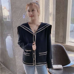 Suéter decoração de botão feminino, 5pçs atacado, outono inverno, manga comprida, blusa feminina casual, casaco suéter, blusa feminina
