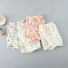 Сетчатые шорты из чистого хлопка для младенцев мужские и женские детские штаны для кормления летние воздухопроницаемые штаны детские шорты