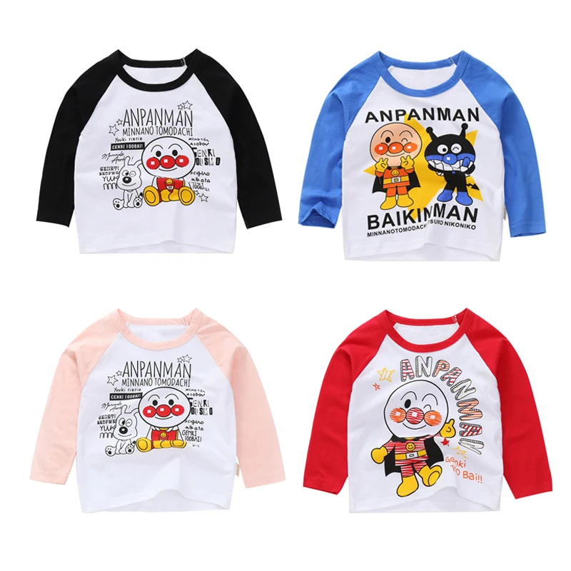 Новые осенне весенние хлопковые футболки Anpanman для мальчиков и девочек Детские с