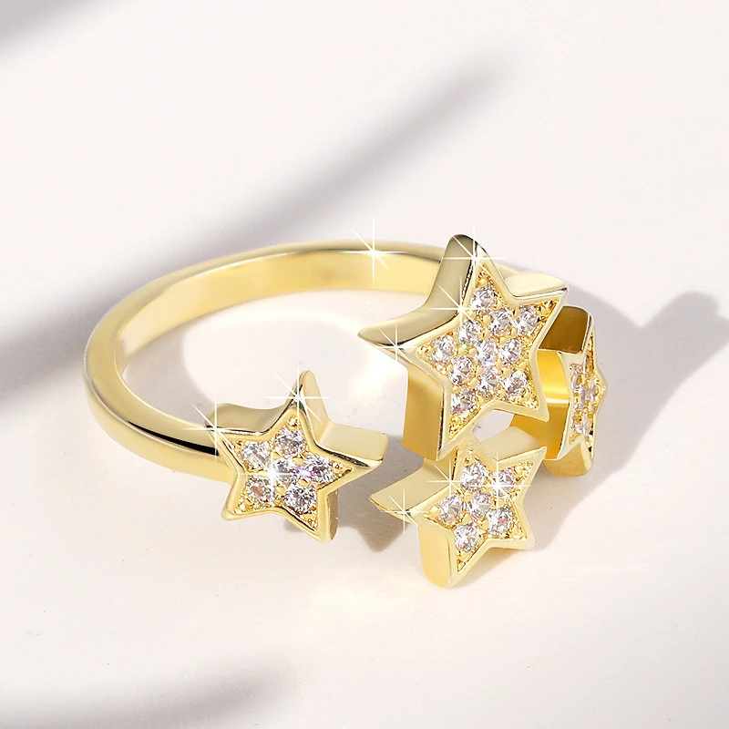Women Finger Rings Star Opening Zirconia Wedding Party Accessories