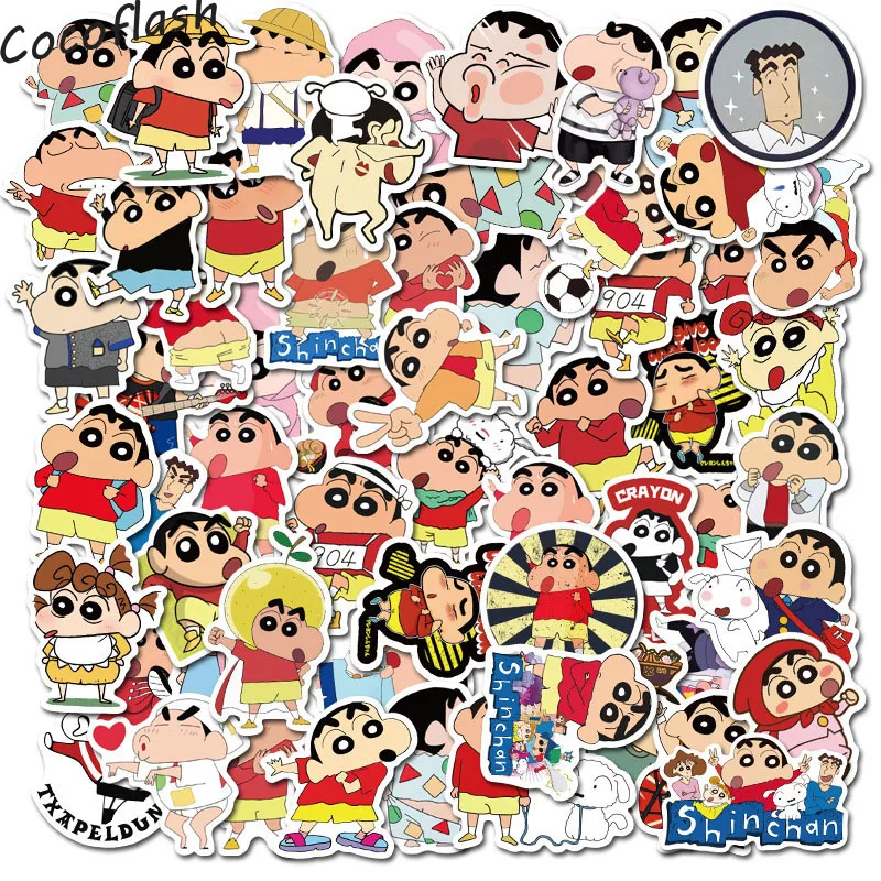 50pcs /set Crayon Shin-chan Pvc Waterproof Stickers For diy scrapbooking Luggage Skateboard Laptop Guitar
