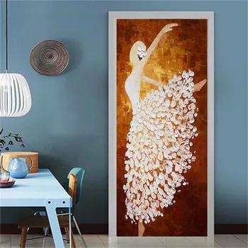 

Decor Sticker Self Adhesive Bedroom Door Dancing Ballet Girl Poster Print Picture DIY Renovation Mural Waterproof New Wallpaper