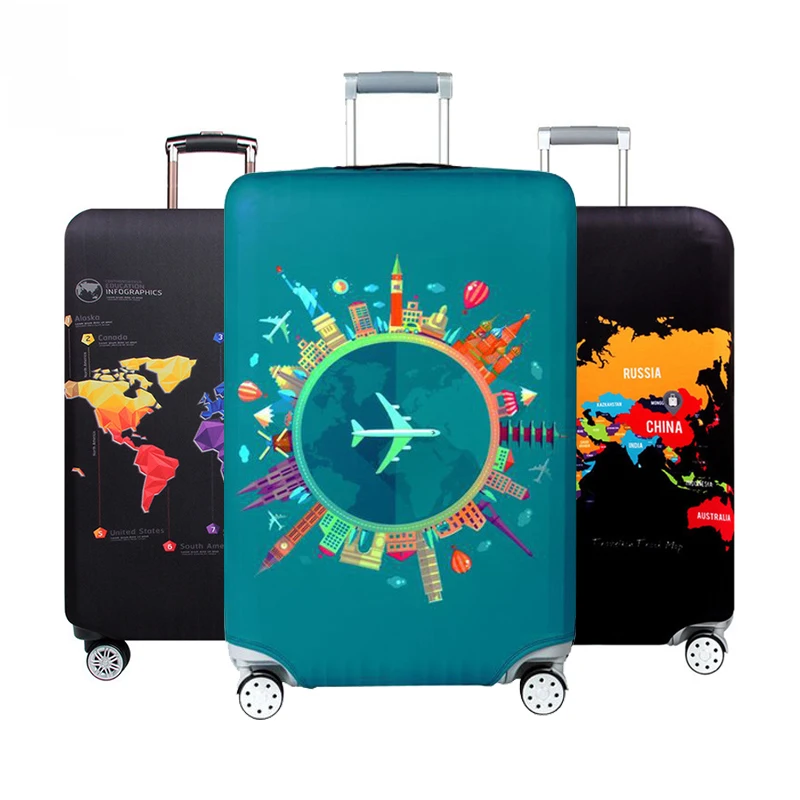

Map travel pattern Thicken Luggage Protective Cover 18-30inch Trolley Baggage Travel Bag Covers Elastic Protection Suitcase Case