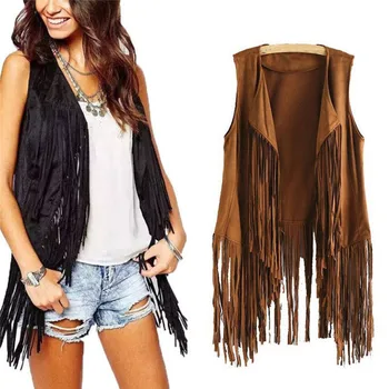 

Korean Style Women Fashion Tassel Sleeveless Vest Autunmn Winter Clothes Irregular Vest Cardigan Female Coat Mujer Ropa
