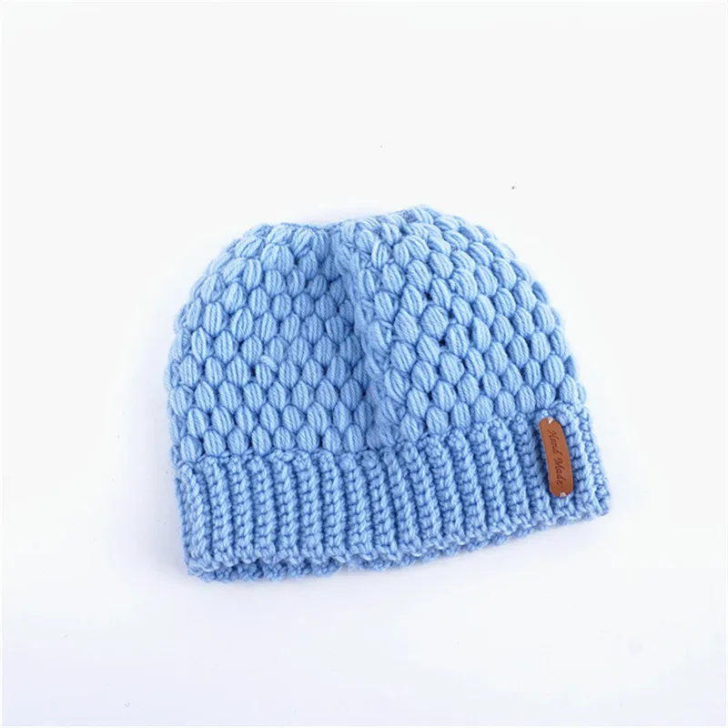 Синий Популярная вязаная шапка в европейском и американском стиле, женская модная осенняя и зимняя шапка «конский хвост», женская зимняя шапка «конский хвост» - Цвет: Синий
