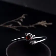 Чистое Серебро S925 серебро Гранат лиса открытый размер браслет Стерлинговое Серебро 925 серебряные ювелирные изделия(YRT