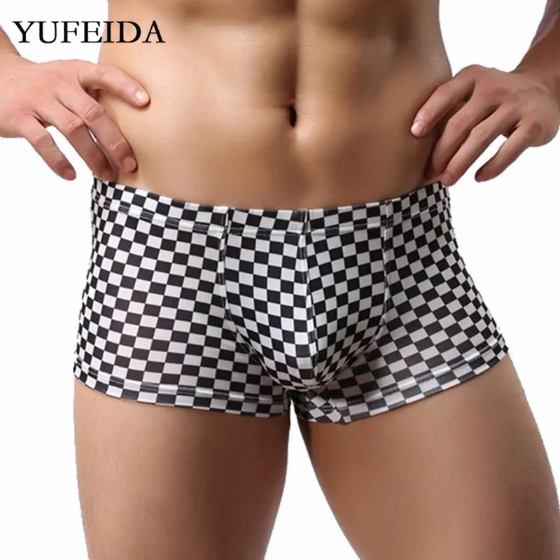 Mens Boxer Shorts Underwear Classical Plaid Boxers Low Rise Underpants Trunks Nightwear Bulge Pouch Lingerie Male Homme Panties | Мужская
