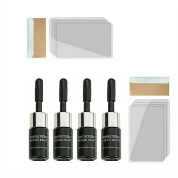 

4 PC Car Window Glass Nano Repair Fluid Set Automotive Glass Nano Repair Fluid Car Window Glass Crack Chip Repair Tool 12ml #Z