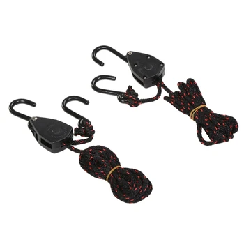 

2 PCS Pulley Ratchets Kayak and Canoe Boat Bow and Stern Rope Lock Tie Down Strap 1/8 Inch Duty Adjustable Rope Hanger
