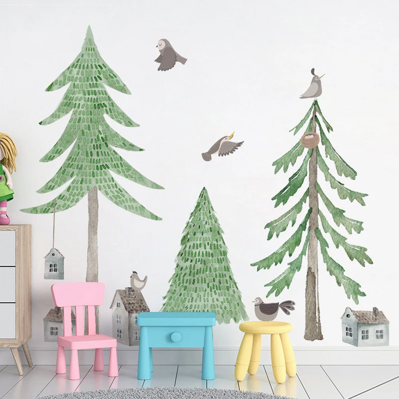 

Large Fresh Christmas Tree Wall Stickers Home Decor Bedroom Living Room Background Wall Decoration Self-adhesive Wallpaper