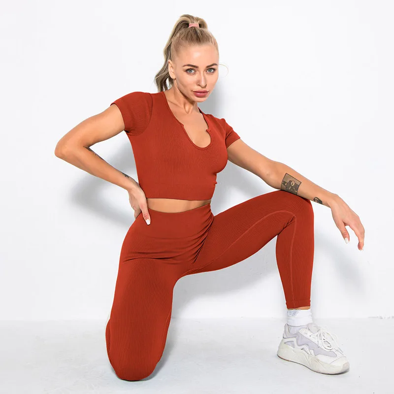 2/4/6PCS Seamless Women Yoga Set Workout Sportswear Fitness Bra Sport Pants Gym Clothing High Waist Leggings Shorts Sports Suits