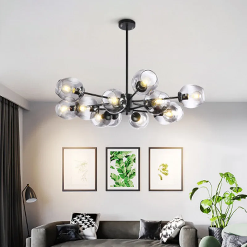 

Nordic loft living room magic bean glasspendant lights creative restaurant bedroom light luxury molecular hanging light fixtures