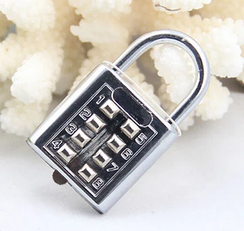 

1PC High Quality 4 Digit New Style Push Button Combination Padlock Silver Number Luggage Travel Code Lock Travel Accessories