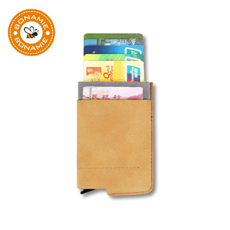 BONAMIE чехол для кредитных карт алюминиевый кошелек с передним задним карманом для банковских карт, ID держатель RFID мини тонкий кошелек автоматический всплывающий