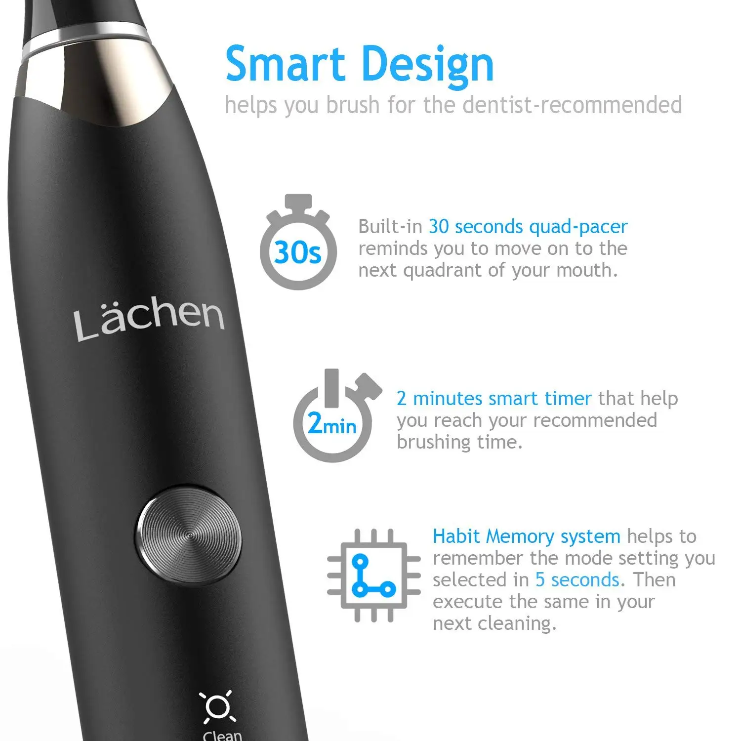 Lachen Sonic Electric Toothbrush T7B 48000time/min Ultrasonic Washable Electronic Whitening Waterproof Teeth Brush 5 modes Lachen Sonic Electric Toothbrush T7B 48000time/min Ultrasonic Washable Electronic Whitening Waterproof Teeth Brush 5 modes