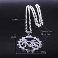 Fashion Bicycle Stainless Steel Chain Necklace Women Moon Heart Necklaces Pendants Jewelry colgante mujer N4108S01 6