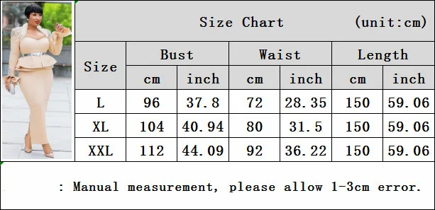 Length 150cm African Dresses for Women Dashiki Nail Bead African Clothes Space Layer Lace Skirt Long Sleeve Bodycon Africa Dress 001